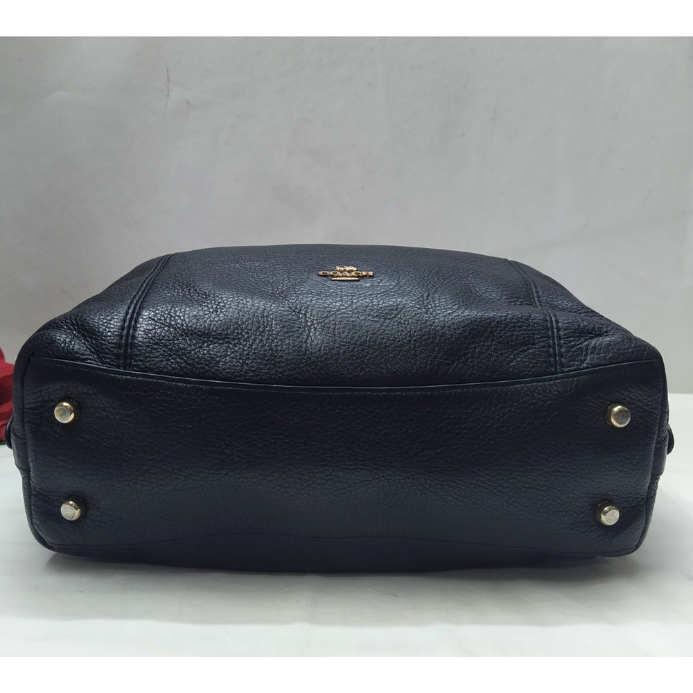 Coach Black Pebbled Leather Double Handles Zipper Closure Satchel Bag - Picture 7 of 14